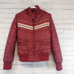 Retro Style Chevron Jacket Maroon Vest Conver. M